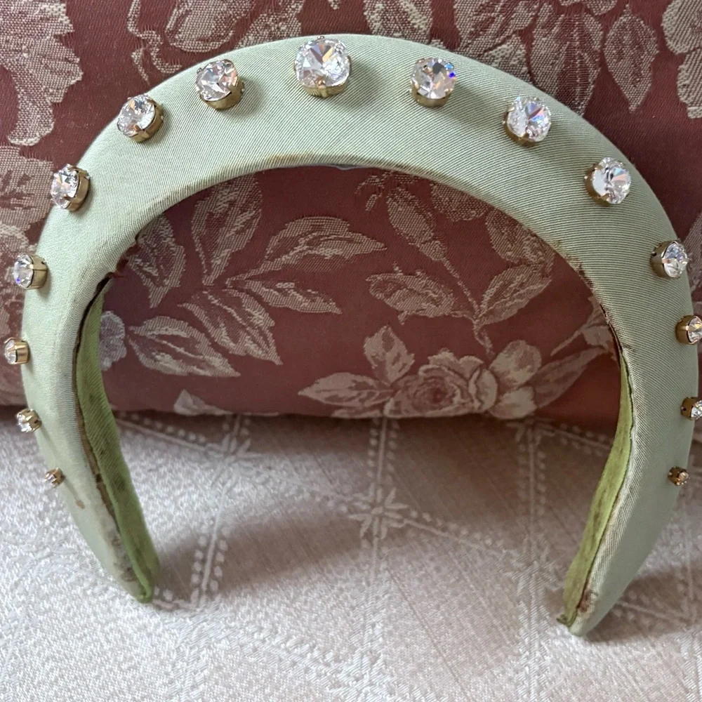 💚 FLAWED - Hill House Green Moire Jeweled Halo Headband 💚 - Picture 15 of 15